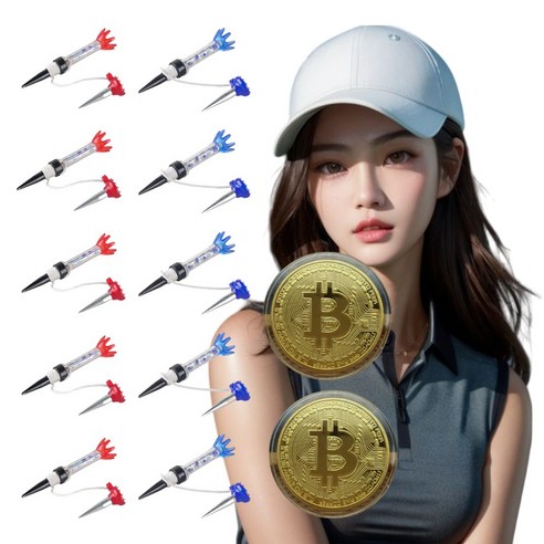 루버킨 무저항 자석 골프티, 10p 블루x5개 레드x5개