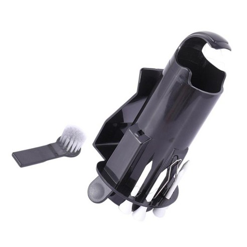 나일론 브러시 디봇 청소 도구가 있는 골프 공 티 홀더 클립(브러시 못 포함), 16x8.3cm, 플라스틱, 검은 색