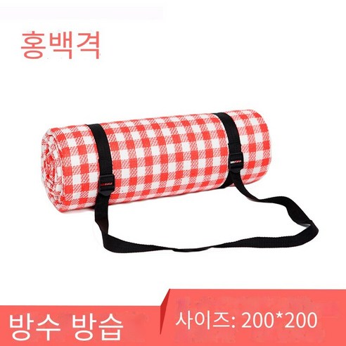 야외 피크닉 캠프 해변 텐트 야외 피크닉 매트 방습 매트, 6mm홍백격200*200cm 수납봉지 배달