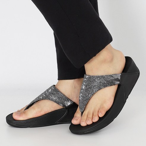 핏플랍 여성 키높이 쪼리 루루 글리터 토포스트 샌들 올블랙