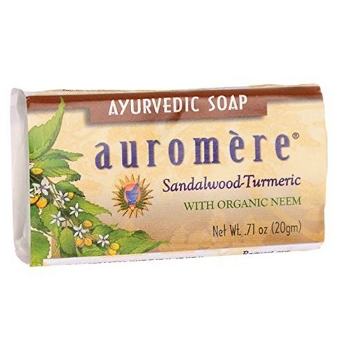 Auromere 아유르베딕 비누, 20g, 샌달우드 튜메릭