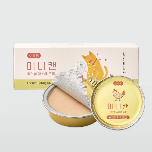 수플담 미니캔 헤어볼 고양이 구토 습식 사료 키토산, 12개, 30g, 닭가슴살