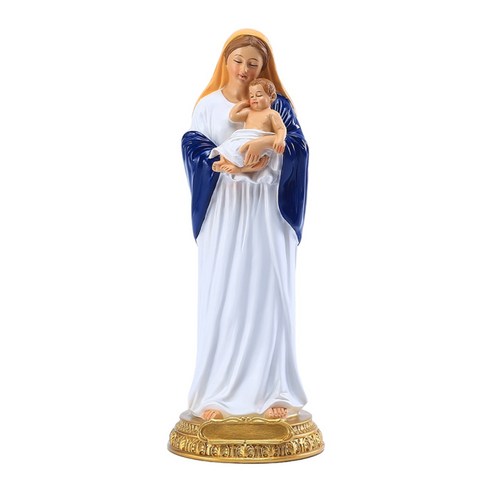 축복받은 성모 마리아 지주 동상 입상 조각품 수지 미니어처 장식용, 여러 가지 빛깔의