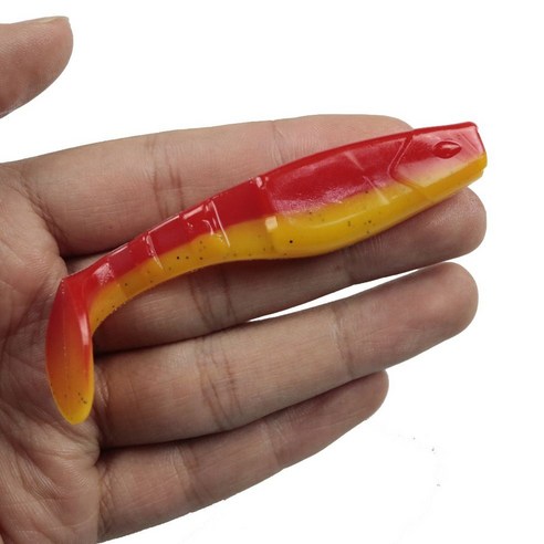 4마리/가방 이색 연미 T꼬리 다절로 미끼 6.3g/8.5cm 가짜 미끼 PVC 연어 쏘가리 미끼 5P, 4개/가방 레드+옐로우
