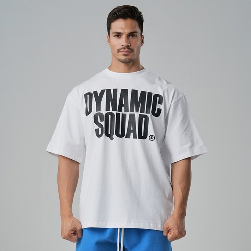 다이나믹스쿼드 빅로고 남자 오버핏 반팔 티셔츠 헬스티 짐웨어