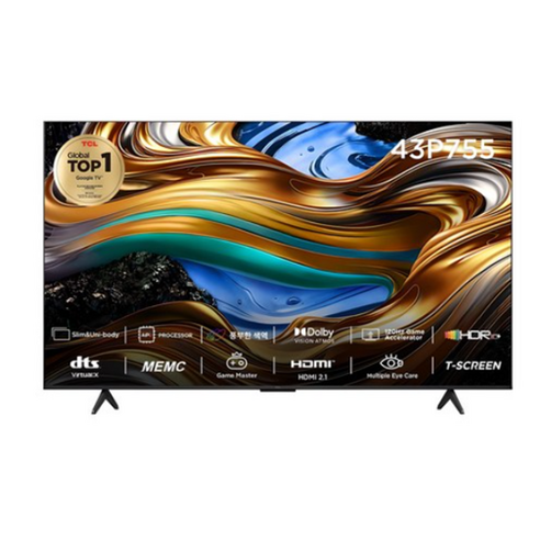 TCL 4K UHD LED 스마트TV, 109cm(43인치), 43P755, 스탠드형, 고객직접설치