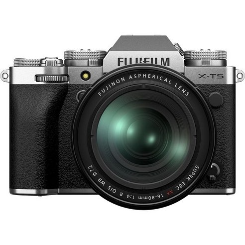 Fujifilm 후지 필름 후지필름 X-T5 미러리스 디지털 카메라 XF16-80mm 렌즈 키트 - 실버, Silver_w/ XF16-80mm Lens