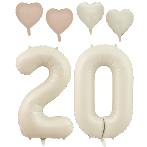 파파 파티 크림 하트 대형 숫자 기념일 생일 풍선 세트, 1세트, 크림 20 + 하트4p