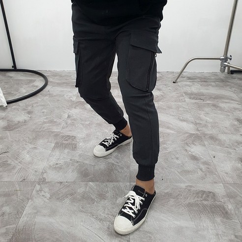 남성 스판 카고 포켓 밴딩 조거 팬츠 (M~3XL)