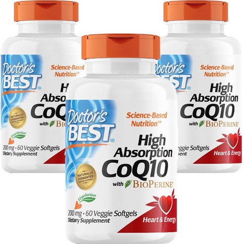 닥터스베스트 하이 앱솔션 CoQ10 200mg 베지 소프트젤 글루텐 프리, 60정, 3개
