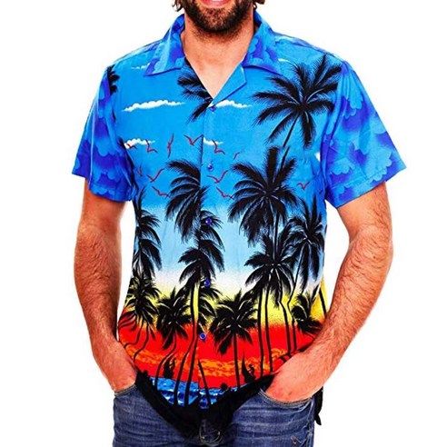 하와이안 셔츠 구김없는 꽃 디자이너 남방 여름 남성 해변 프린팅 여행 하와이 의류 오버사이즈 3D