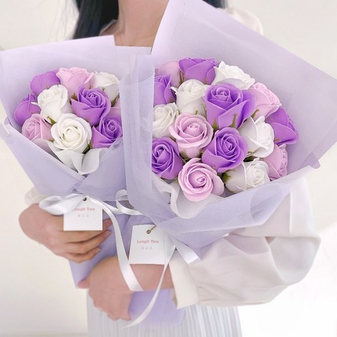 고급스러움, 지속 가능성, 다재다능성이 조화된 래프유 돈 꽃다발 장미 비누꽃