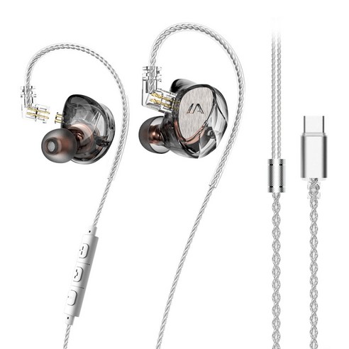 Lafitear LF1 플러그형 하이파이 유선 이어폰 C 타입 7.1 마이크 포함, 블랙