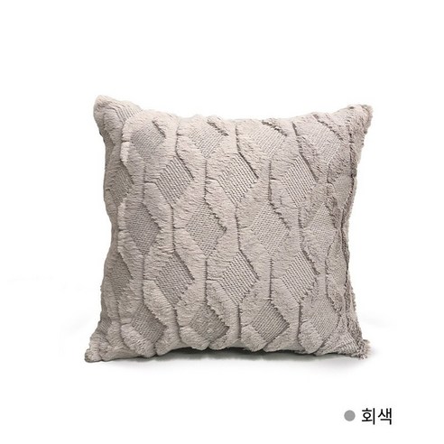 아마존 뜨거운 판매 Ins 클래식 기하학 플러시 격자 무늬 소파 베개 케이스 거실 쿠션 침대 등받이 사용자 정의, 45*45cm 코어, 플러시 마름모 회색
