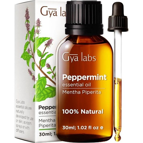 Gya Labs 호주 티트리 오일 포 헤어 두피 천연 페이스 스킨 발톱 피어싱 갓 바삭한 향 100% 1Oz, Peppermint, 1.02 Fl Oz (Pack of 1), 1개
