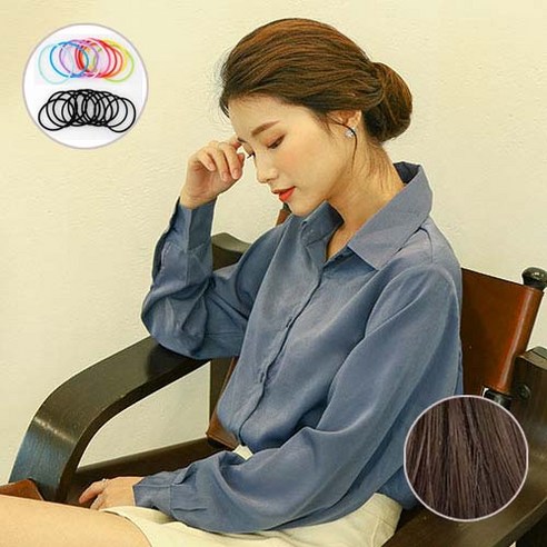 당고머리(미듐)가발 여성부분가발 올림머리+베이직 헤어밴드(5개), 초코브라운