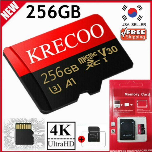 KRECOO® 256gb 128gb 마이크로 SD 메모리 카드 325mb/s 클래스 10 고속 플래시 TF 카드(어댑터 포함), 64