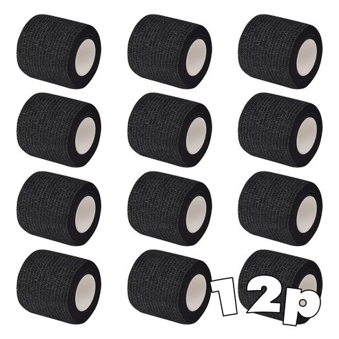 BLACKTAPE 그립테이프 밴드 5cm, 블랙, 12개