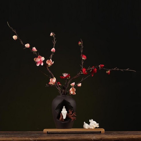 DFMEI Zisha Zen 꽃병 세라믹 수경 꽃꽂이 거실 가정 장식 티 테이블 작은 꽃꽂이 수예, 색깔10