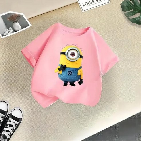 Despicable Me 여름 어린이 옷 편안한 캐주얼 코튼 티셔츠 인형 아기 티 장난스러운 미니언 소년 소녀