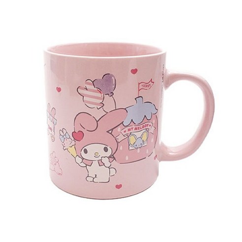 산리오 데일리 컬러핸들 도기머그컵 350ml 마이멜로디, 1개