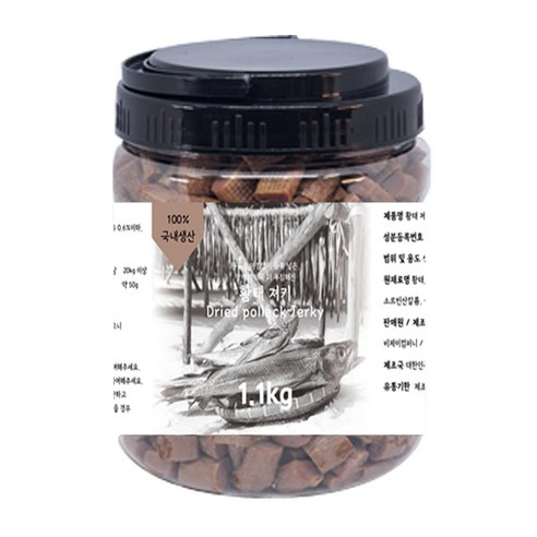 또멍냥 100%국내생산 고퀄리 강아지 리얼 큐브 져키 황태져키 1.1kg, 2개, 1100g