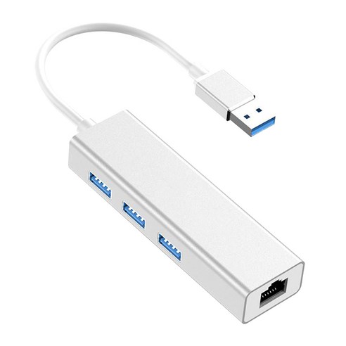 YSSHOP 이더넷 어댑터 USB 3 허브 이더넷 - USB 어댑터 USB - 이더넷 USB-이더넷 어댑터 usbc-이더넷, 실버, {"사이즈":"3.8x1.1x0.65 인치"}, {"수건소재":"알루미늄 합금"}