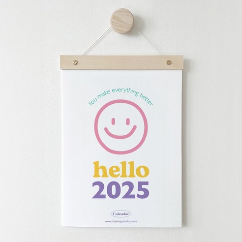 2025년 벽걸이달력 캘린더 우드달력 컬러감성 음력달력, 완제품(우드바 포함), 1개