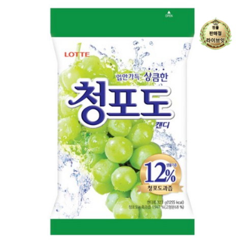 라이브잇 롯데제과 청포도캔디, 323g, 2개