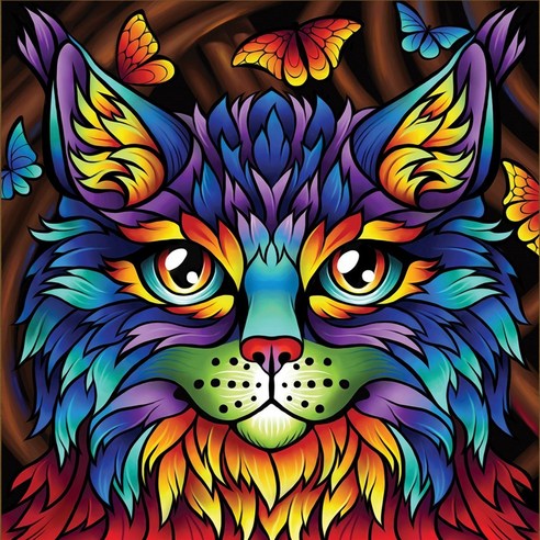 diy 그림 5D 다이아몬드 클래식 망라천하고양이 십자수, 1 건, Ry101 30x30