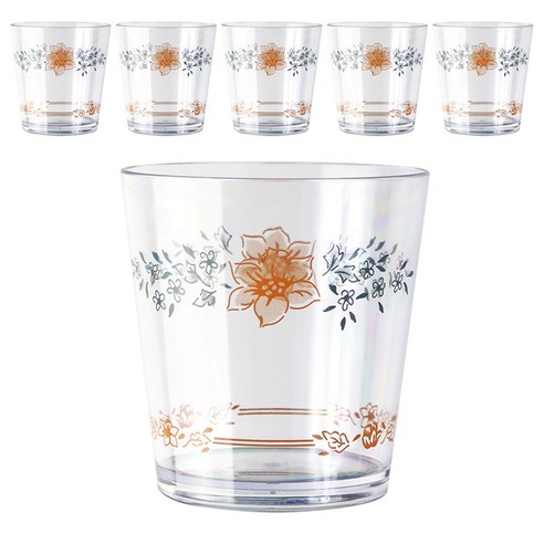 코렐 아크릴릭 라운드 글래스 일반 물컵 414ml, Apricot Grove, 6개입