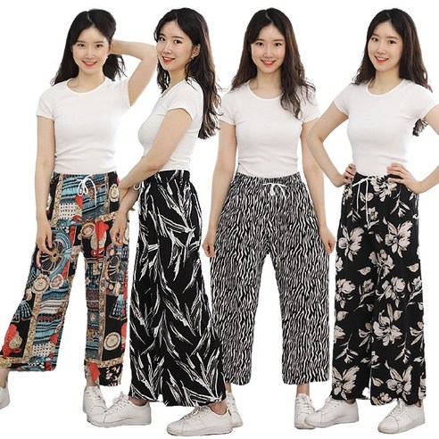 2가지기장 8부 9부 쿨팬츠 와이드팬츠 쿨바지 여름바지 여성 작업복 잠옷 홈웨어