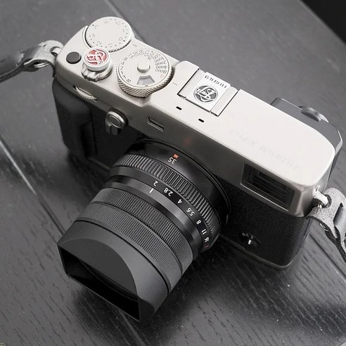 후지필름용 금속 사각 렌즈 후드 XF 35mm F2.0 R WR XF 23mm F2.0 R WR 블랙 실버 금속 프론트 캡 포함, [01] Black