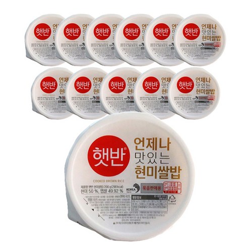 CJ 햇반 현미쌀밥 200g 12개입 1세트, 12개