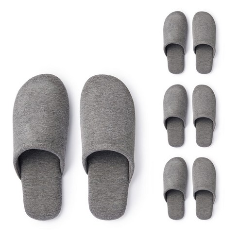 무인양품 MUJI 남녀공용 소프트 슬리퍼 4개 JKAB4A2S, 차콜그레이