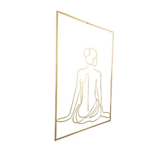 골드 여성 벽 아트 캔버스 인쇄 포스터 간단한 패션 아트 라인 드로잉 장식 홈 거실 침실 사무실, 뒤로, 금속