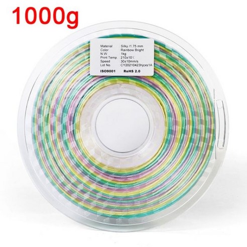 실크 무지개 필라멘트 1.75mm 3D 프린터 반짝 이는 Polychrome 색상 PLA, 09 D Silk Rainbow- 1kg