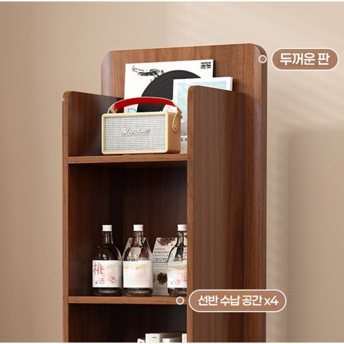 공간의 미학과 실용성을 더하는 그루픽 회전형 전신 거울 수납장 스탠드 브라운