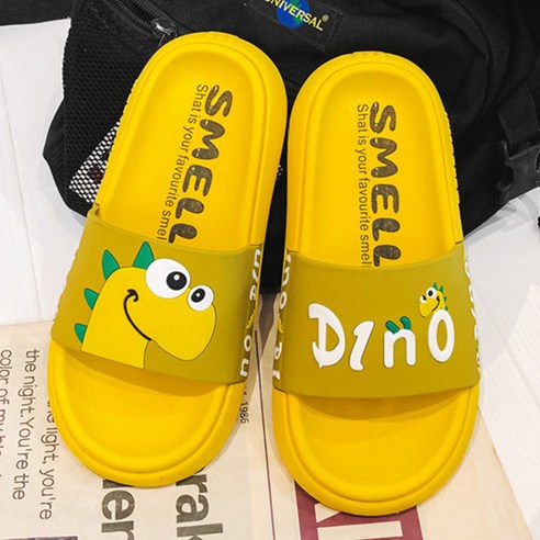 깜찍 만화 쿨 슬리퍼 커플 홈 내마모 PVC 쿨 슬리퍼 여자 야외 남자 슬리퍼 욕실 목욕, 노랑, 황색
