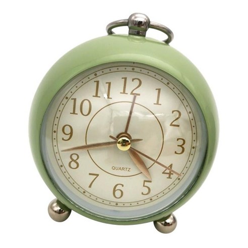 골동품 복고풍 아날로그 알람 시계 작은 자동 머리맡 책상 선물 시계, 녹색, 설명