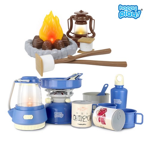 [1+1] 유아 야외 장난감 선물 추천 꿈꾸는 모닥불 세트와 리얼 캠핑 놀이 블루 25pcs, 꿈꾸는 모닥불세트+리얼 캠핑놀이 블루