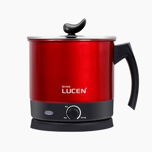 독일 루센 멀티쿠커 가정용 여행용 라면포트 캠핑 원룸 전기냄비 찜기 1.8L, 레드