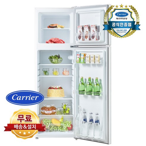슬림형 냉장고 방문설치 상품 중 캐리어 클라윈드의 정보와 할인가격, 용량, 평점 등에 주목하세요.