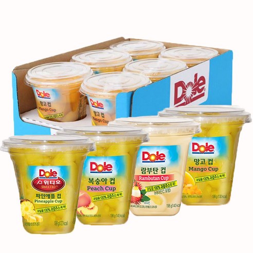 Dole 간편과일 후룻컵 디저트 (198g * 6입), 망고컵, 6개