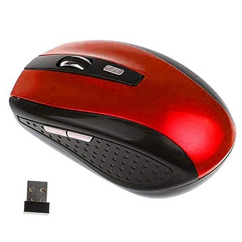 2.4GHz 무선 광학 마우스 인체 공학적 디자인 광학 기술 USB 컴퓨터 마우스 노트북 또는 PC 빨간색, 하나, 보여진 바와 같이