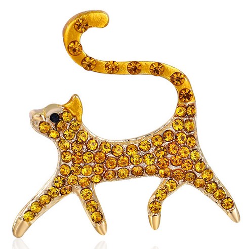 레트로 동물 브로치 고양이 전체 다이아몬드 눈부심 눈부심 핀 의류 액세서리