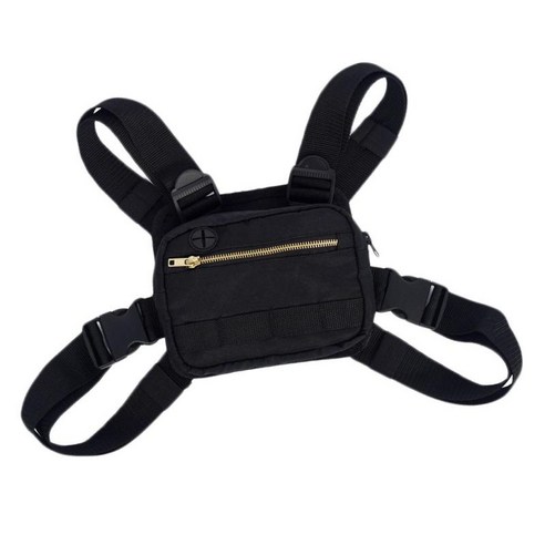 Molle 조끼 가방 사냥을위한 다기능 배낭 하이킹 캠핑 야외 스포츠 가슴 팩 파우치 블랙 색상, 18x13x3cm, 나일론