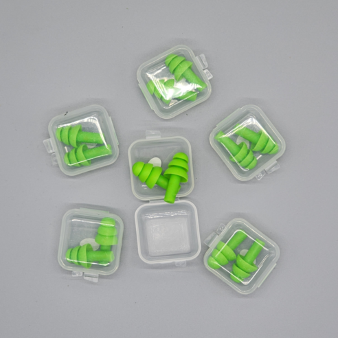 천끝 수영 실리콘 귀마개 소음방지 물놀이 3중 물놀이귀마개, 1세트, 그린 X 6세트