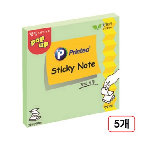 프린텍)팝업리필(76*76), 5개, 그린(P7676G)
