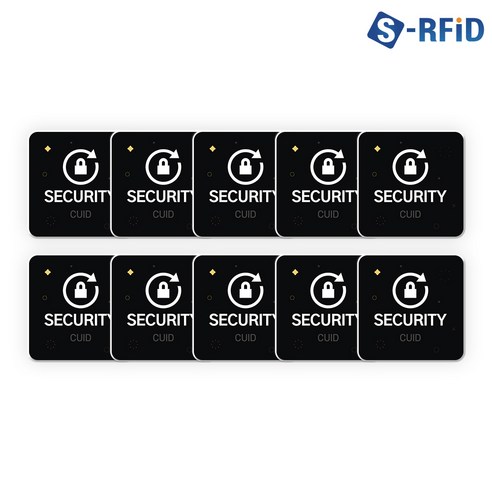 CUID PVC 스티커 태그 MCT RFID 도어락 공동현관 복사 스마트폰 10개 세트, 02. 25X25 사각 PVC 블랙 디자인(No.2P)